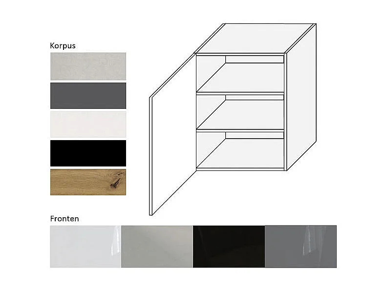 KÜCHENHÄNGESCHRANK Essen W2/60 Weiß Hochglanz / Schwarz Matt 60 / 32,5 / 72cm