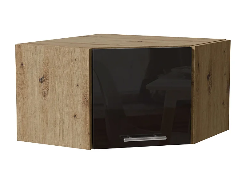 ECKHÄNGESCHRANK Essen W10/60/36 Schwarz Hochglanz / Eiche Artisan Matt 60 / 60 / 36cm