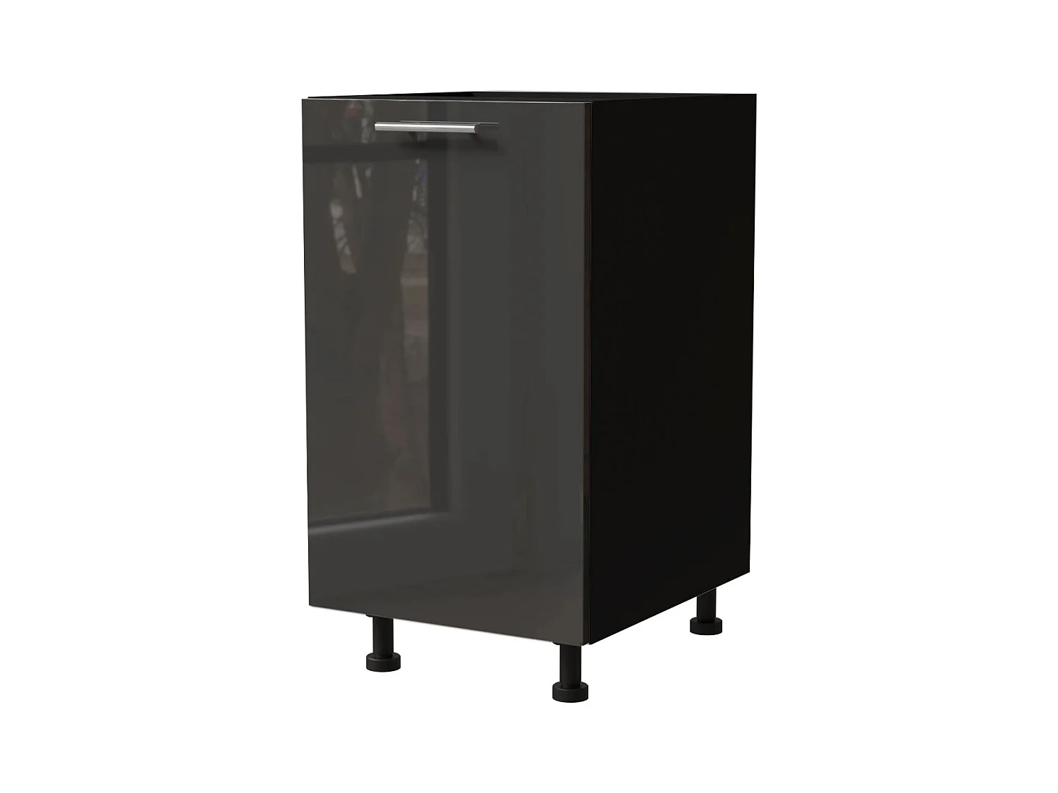 KÜCHENUNTERSCHRANK Essen D1D/45 Graphit Hochglanz / Schwarz Matt 45 / 50 / 82cm