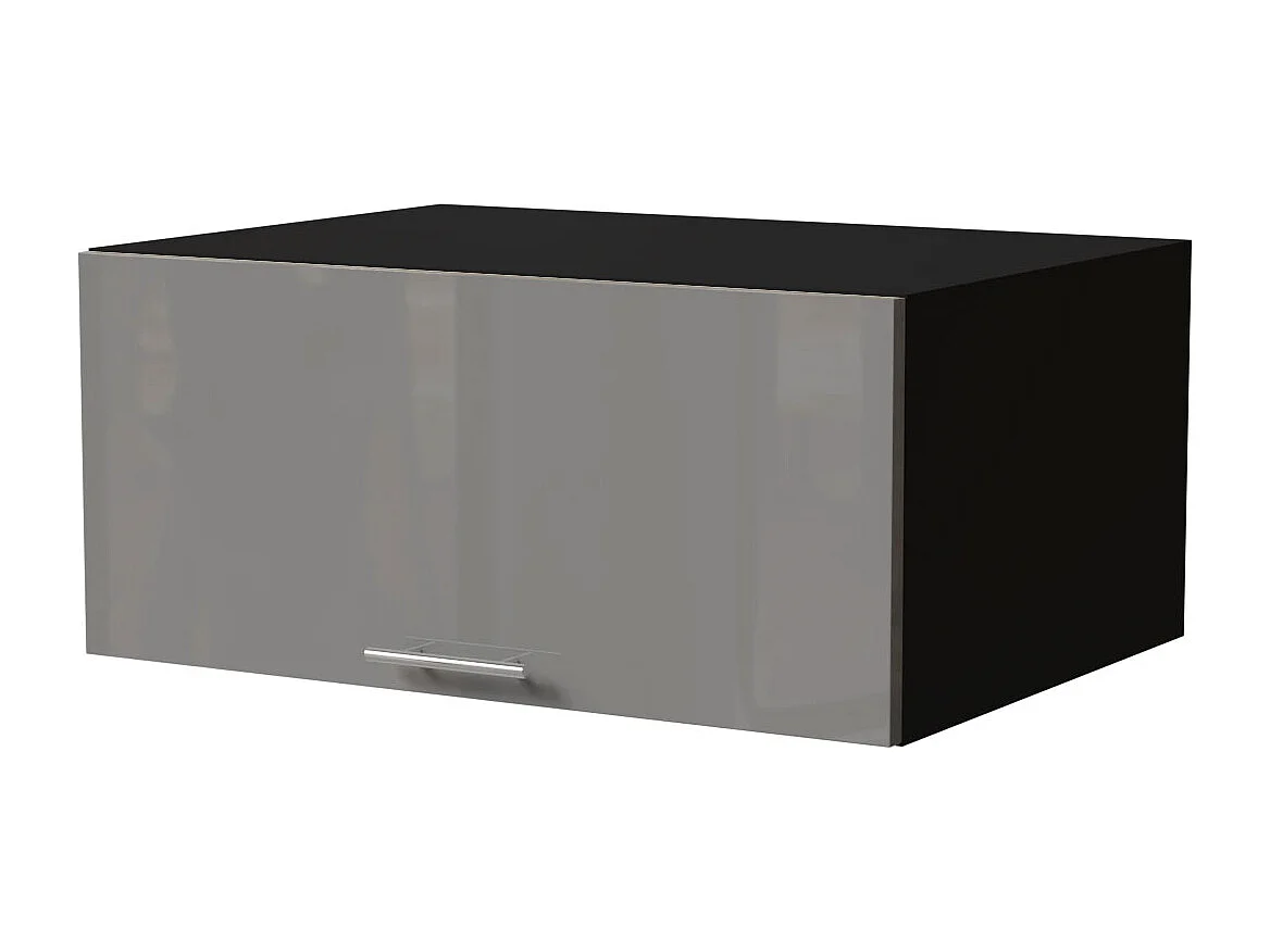AUFSATZSCHRANK Essen W6B/80 Grau Hochglanz / Schwarz Matt 80 / 59 / 36cm