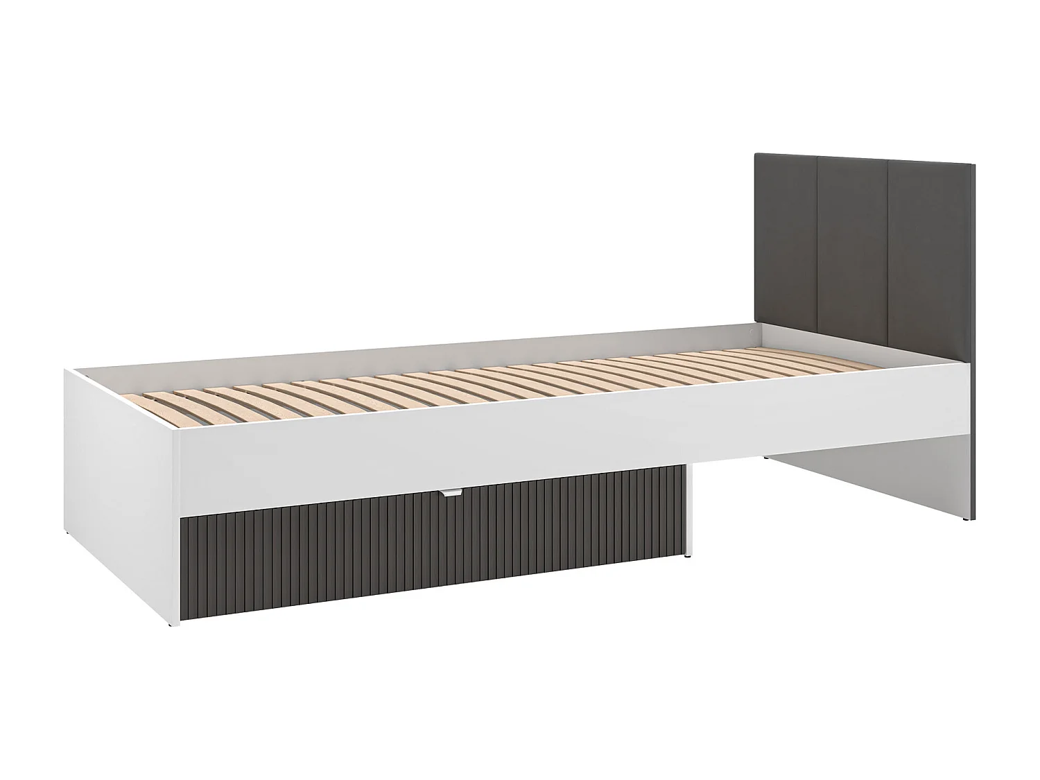 BETT Torino Weiß / Eiche Castello / Graphit 94 / 207 / 90cm