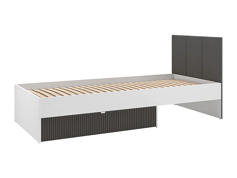 BETT Torino Weiß / Eiche Castello / Graphit 94 / 207 / 90cm