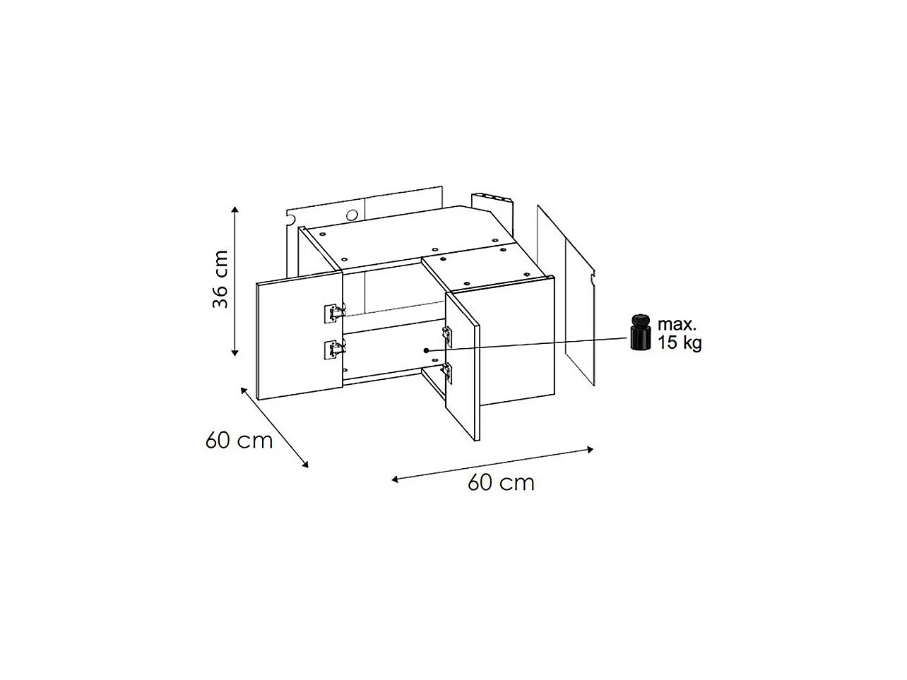 ECKHÄNGESCHRANK Essen W12/60/36 Grau Hochglanz / Weiß Matt 60 / 60 / 36cm