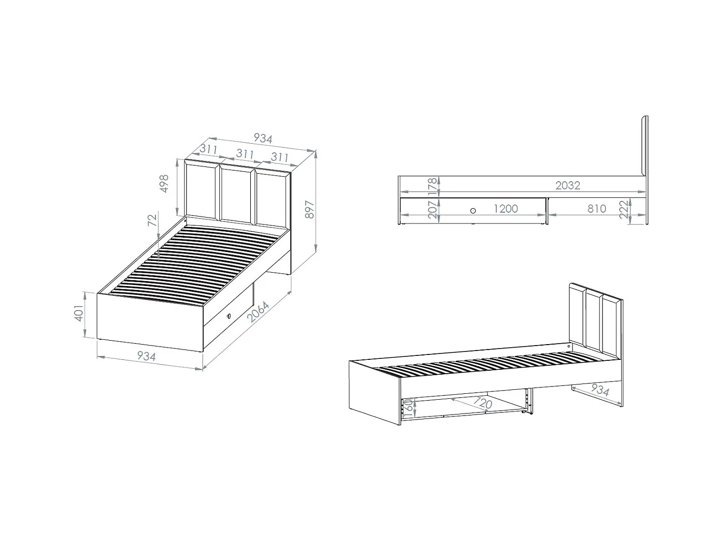 BETT Mevel Wüstensand 94 / 207 / 90cm