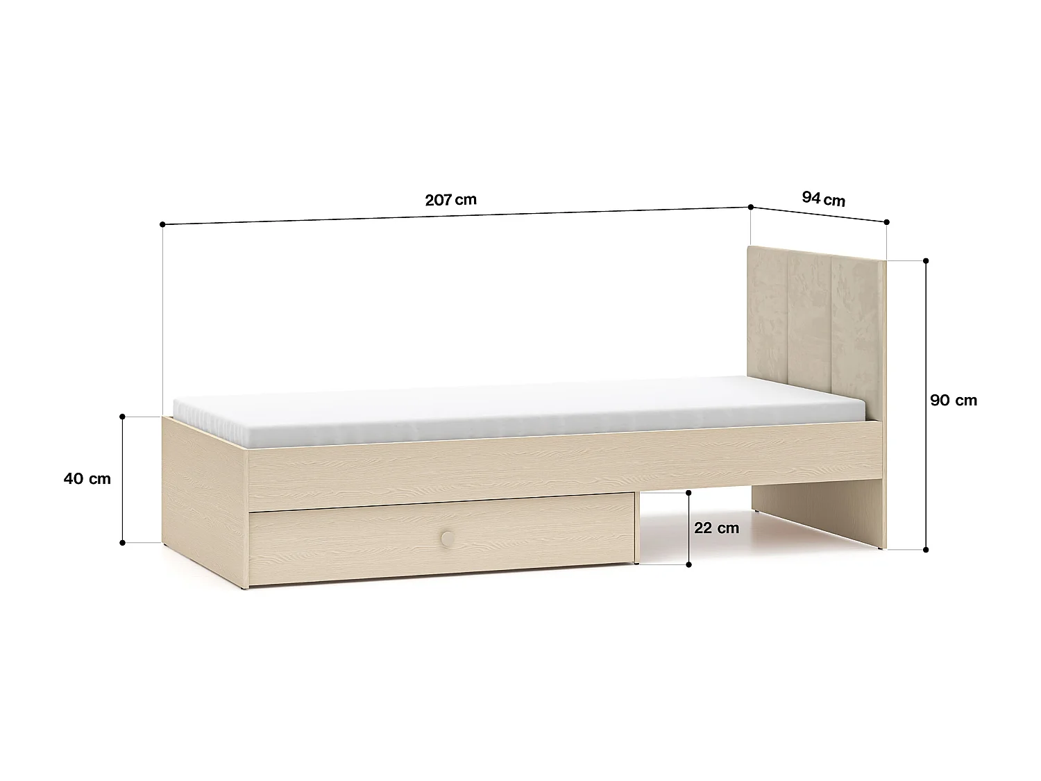 BETT Mevel Wüstensand 94 / 207 / 90cm