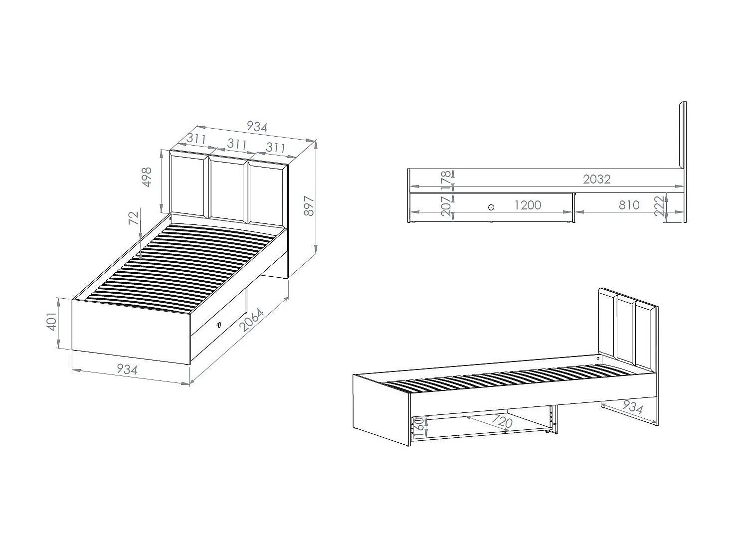 BETT Mevel Wüstensand 94 / 207 / 90cm