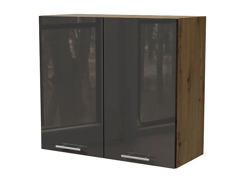 KÜCHENHÄNGESCHRANK Essen W3/80 Graphit Hochglanz / Eiche Artisan Matt 80 / 32,5 / 72cm