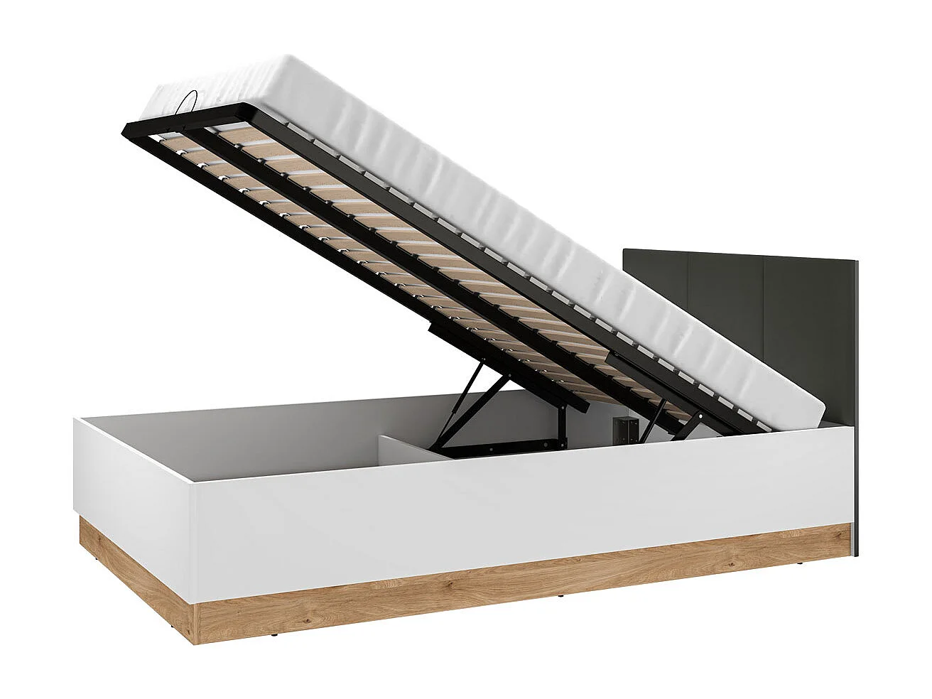 BETT Torino Weiß / Eiche Castello / Graphit 126 / 208 / 90 cm