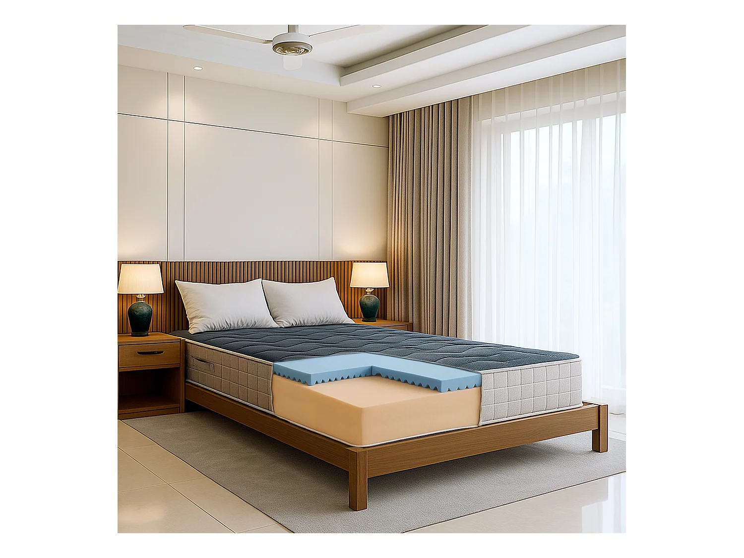 Matelas double français 140x190 mousse mémoire 9 zones H18 orthopédique hypoallergénique