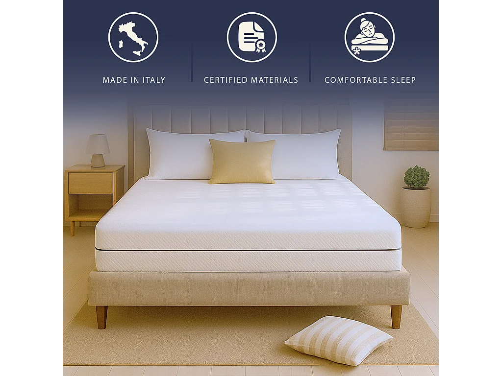 Matelas 140 X 190 | Hauteur 20 cm | Orthopédique | Hypoallergénique | Fabriqué en Italie