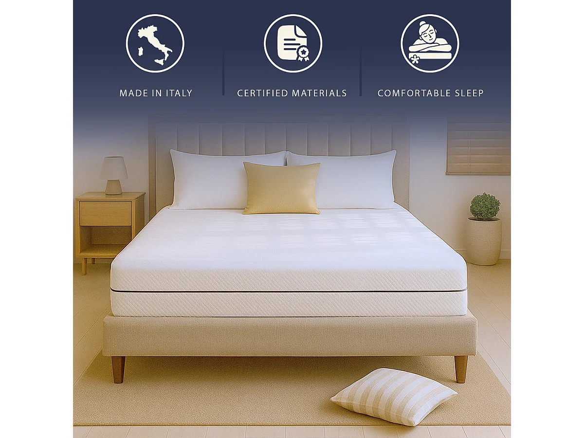 Matelas 140 X 190 | Hauteur 20 cm | Orthopédique | Hypoallergénique | Fabriqué en Italie
