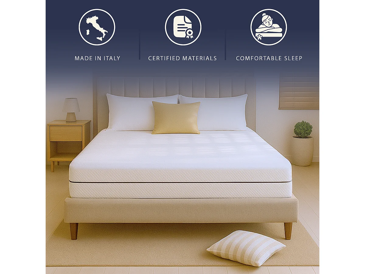 Tweepersoonsmatras 160x200 Schuim H16cm Orthopedisch Anti-allergisch 100% Gemaakt in Italië