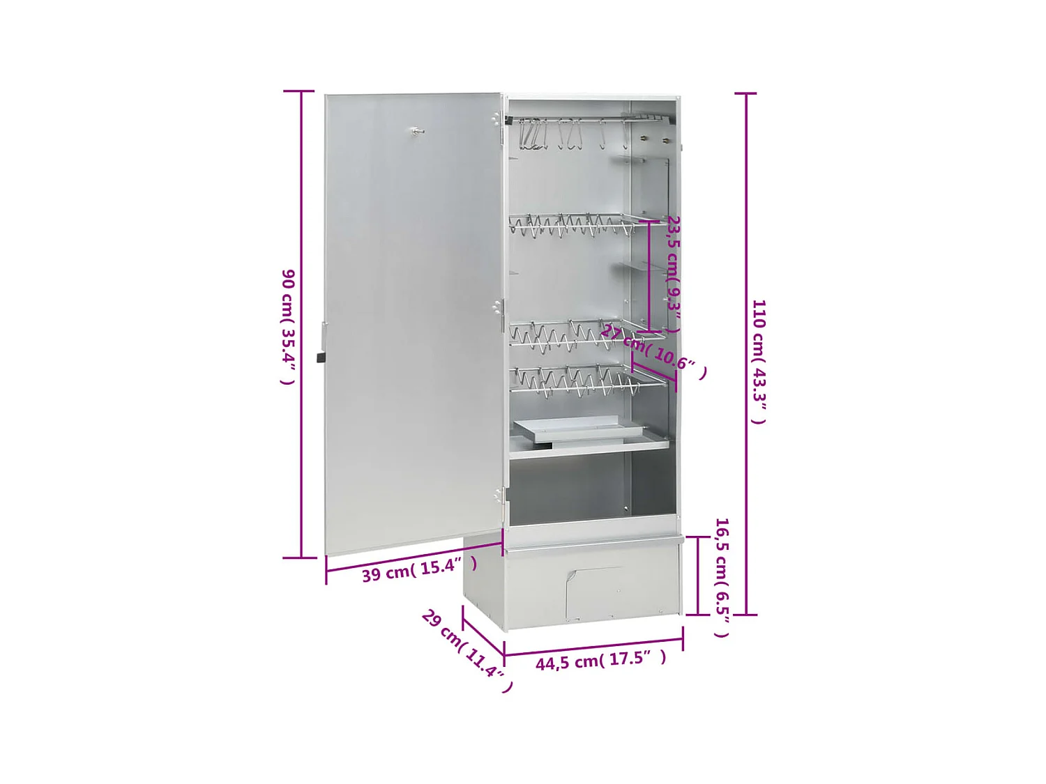 Defumador p/ churrasqueira c/ gerador fumo frio aço galvanizado