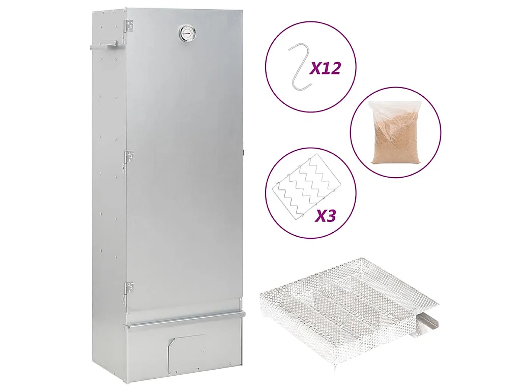 Defumador p/ churrasqueira c/ gerador fumo frio aço galvanizado
