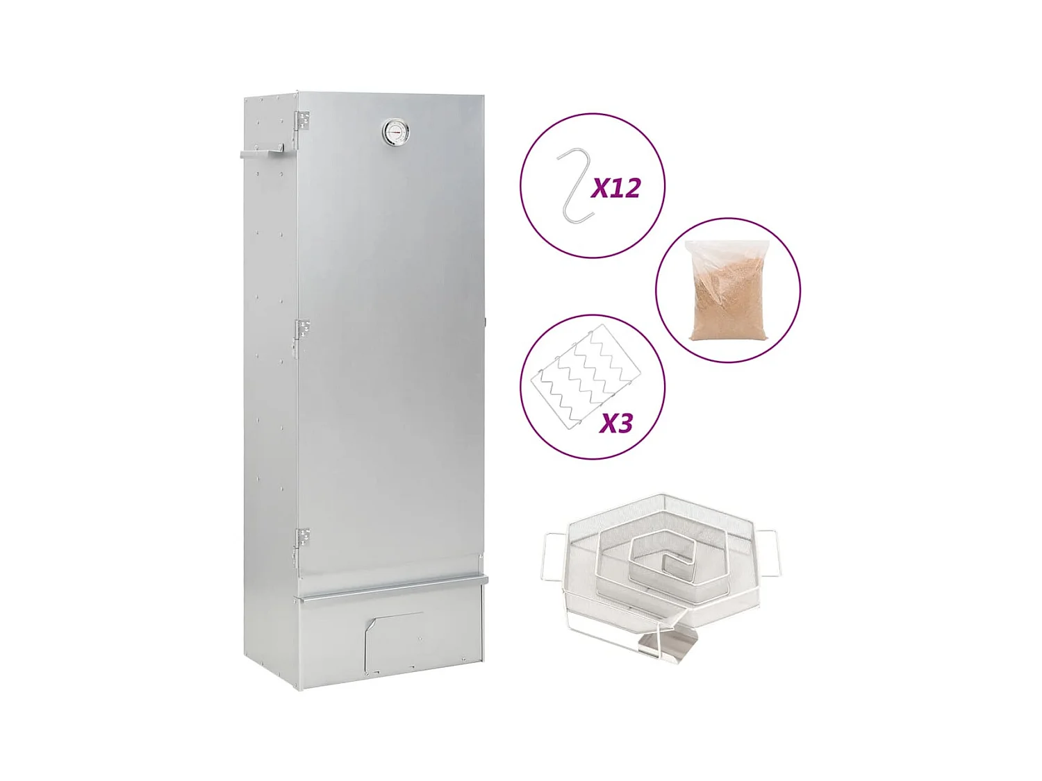 Defumador p/ churrasqueira c/ gerador fumo frio aço galvanizado