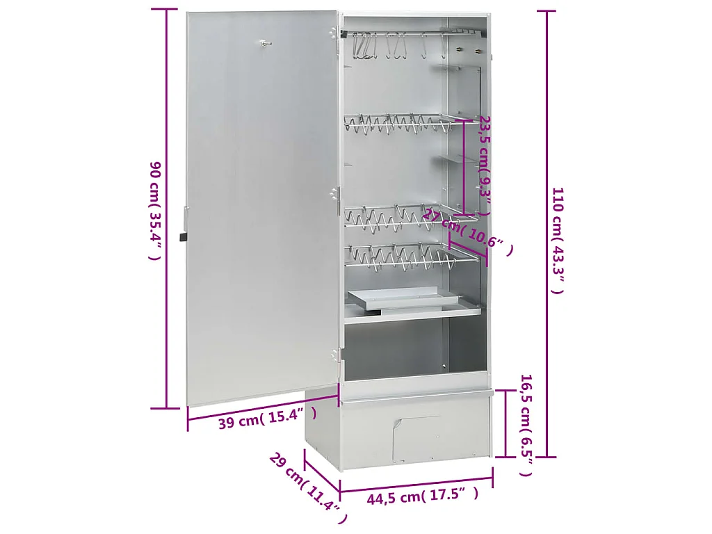 Defumador p/ churrasqueira c/ gerador fumo frio aço galvanizado