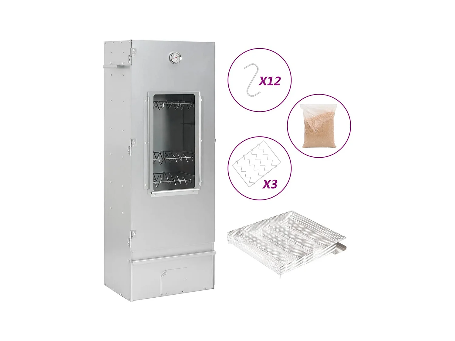 Defumador p/ churrasqueira c/ gerador fumo frio aço galvanizado