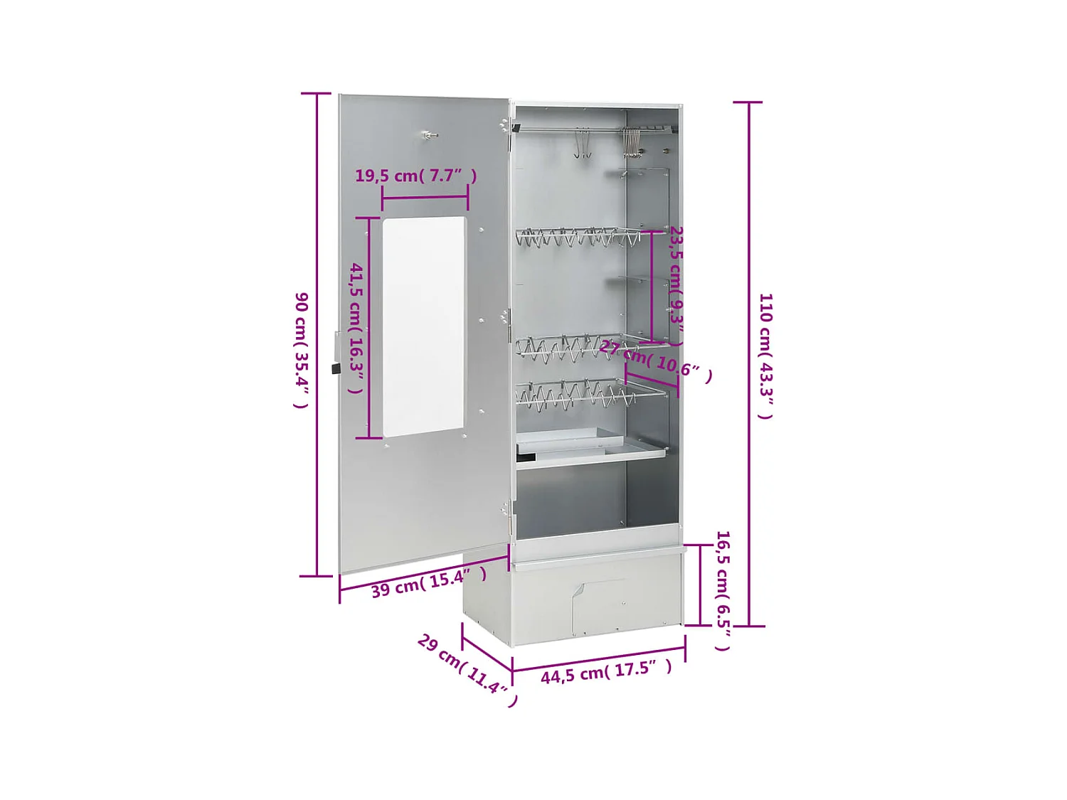 Defumador p/ churrasqueira c/ gerador fumo frio aço galvanizado