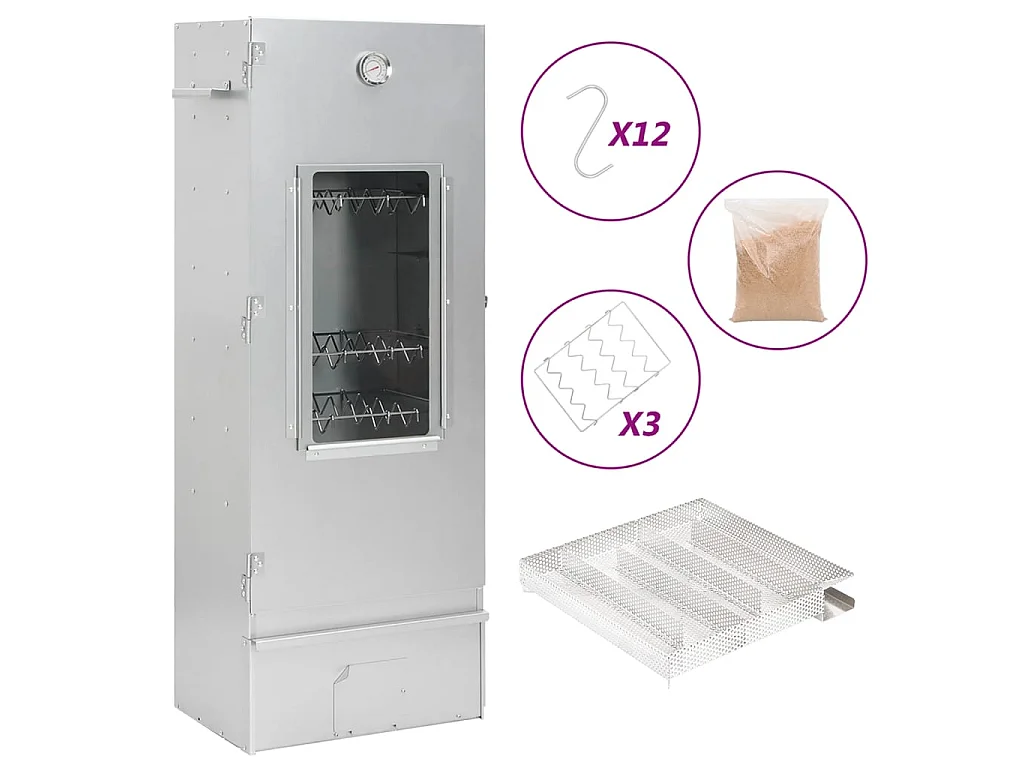 Defumador p/ churrasqueira c/ gerador fumo frio aço galvanizado