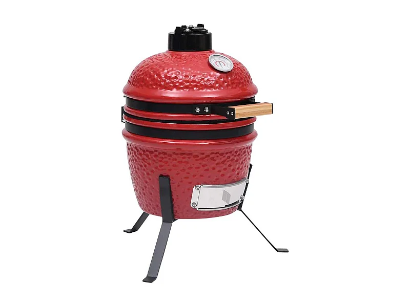 Churrasqueira/defumador Kamado 2-em-1 cerâmica 56 cm vermelho