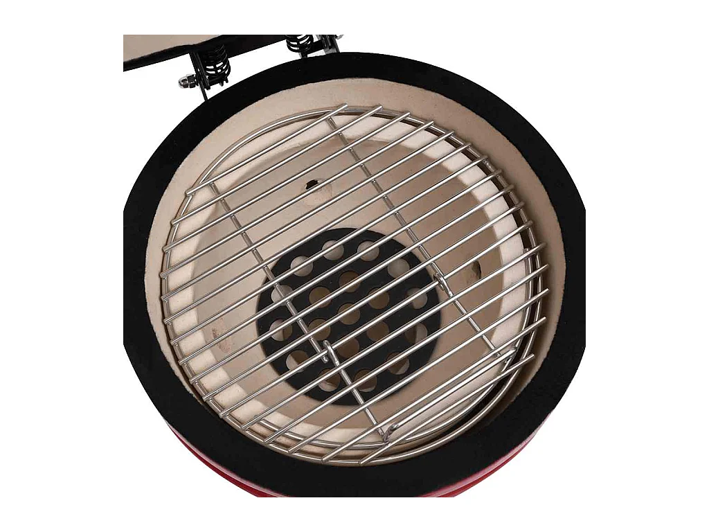 Barbecue à fumoir Kamado 2-en-1 Céramique 56 cm Rouge