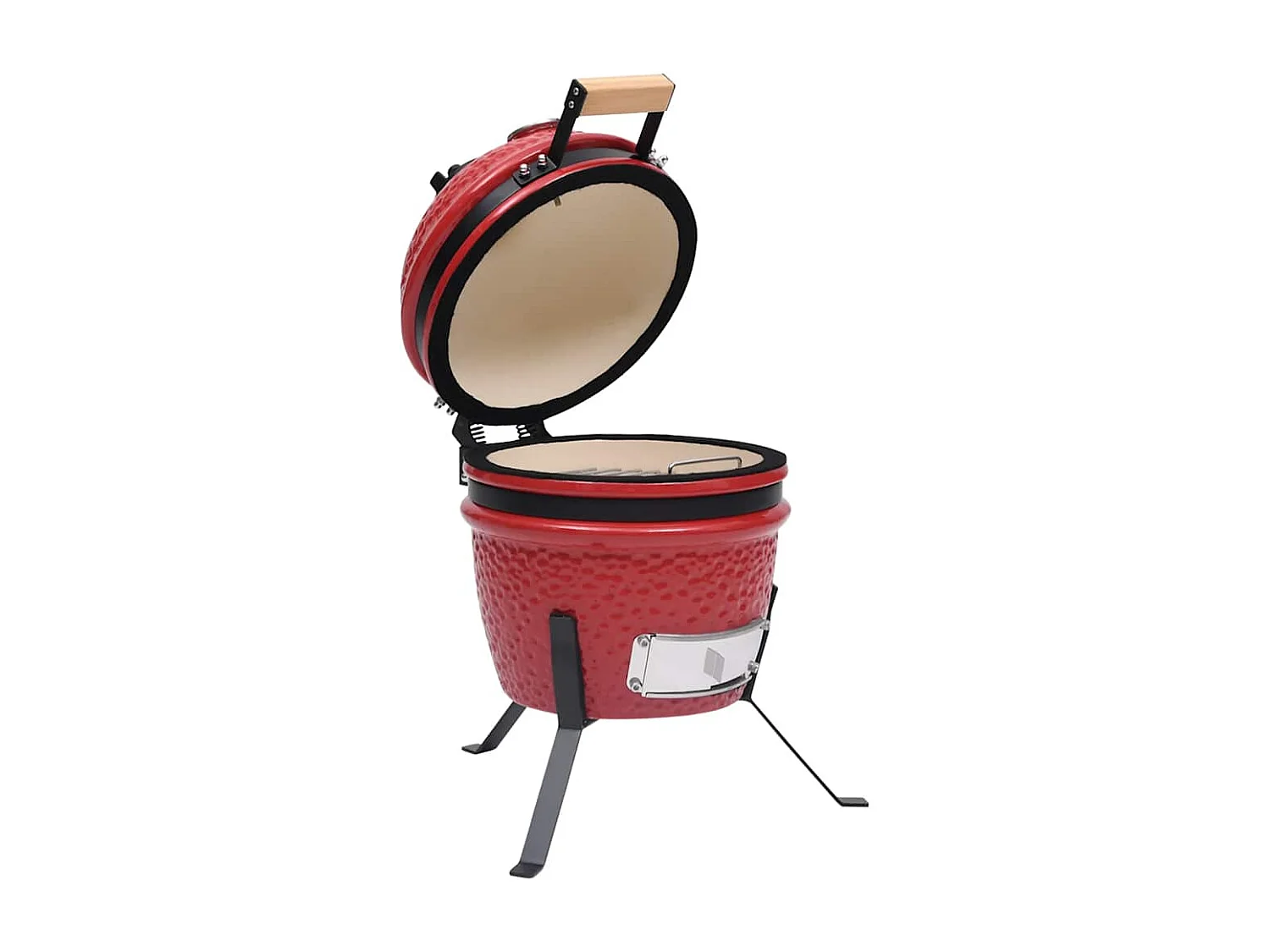 Churrasqueira/defumador Kamado 2-em-1 cerâmica 56 cm vermelho