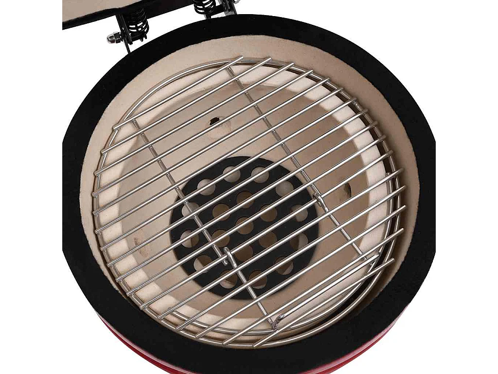 Churrasqueira/defumador Kamado 2-em-1 cerâmica 56 cm vermelho