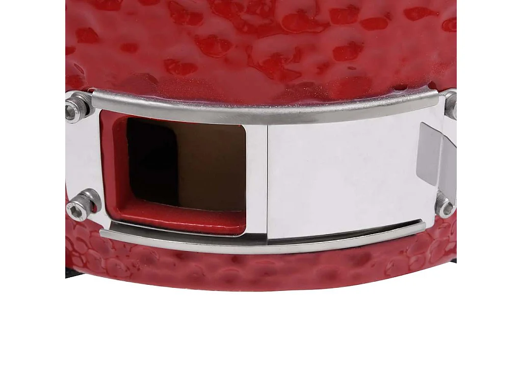 Churrasqueira/defumador Kamado 2-em-1 cerâmica 56 cm vermelho
