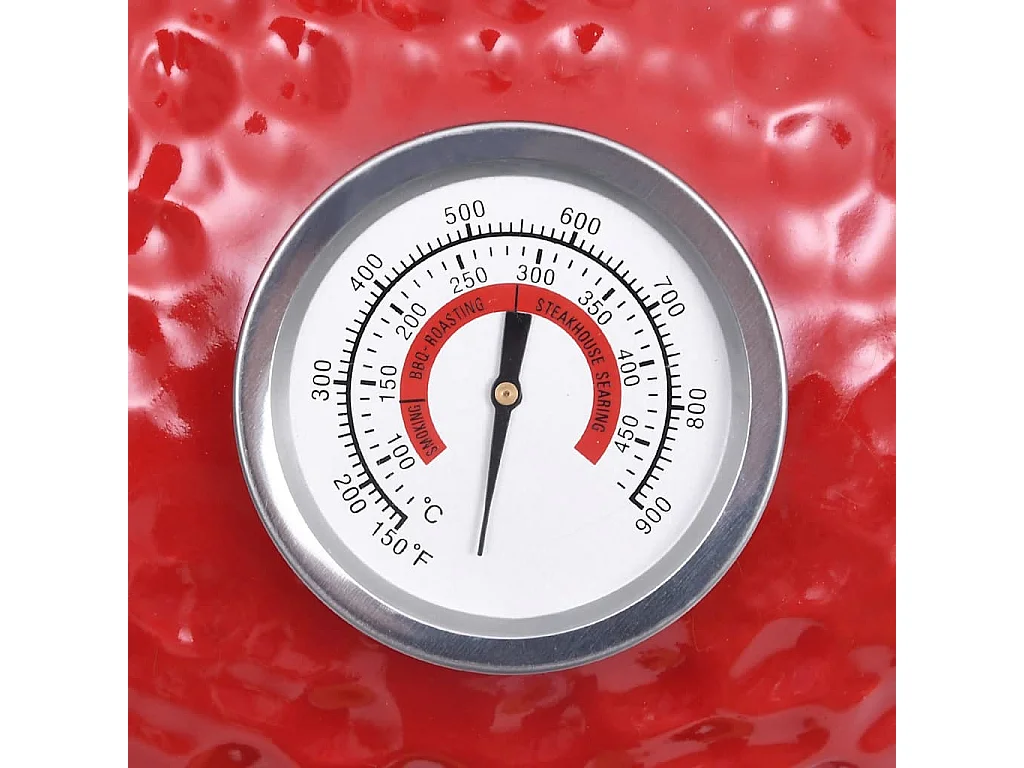 Churrasqueira/defumador Kamado 2-em-1 cerâmica 56 cm vermelho