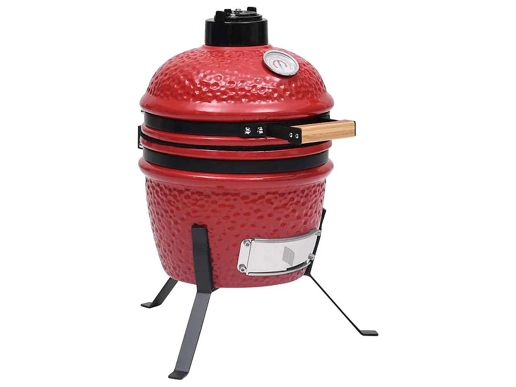 Churrasqueira/defumador Kamado 2-em-1 cerâmica 56 cm vermelho
