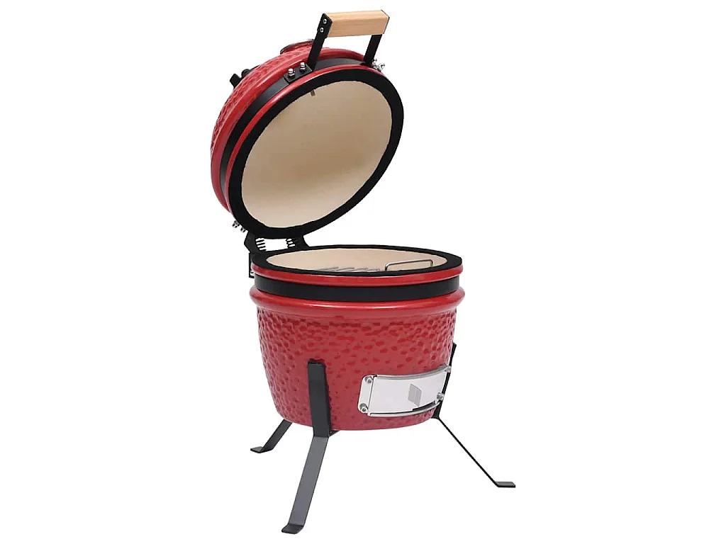 Churrasqueira/defumador Kamado 2-em-1 cerâmica 56 cm vermelho