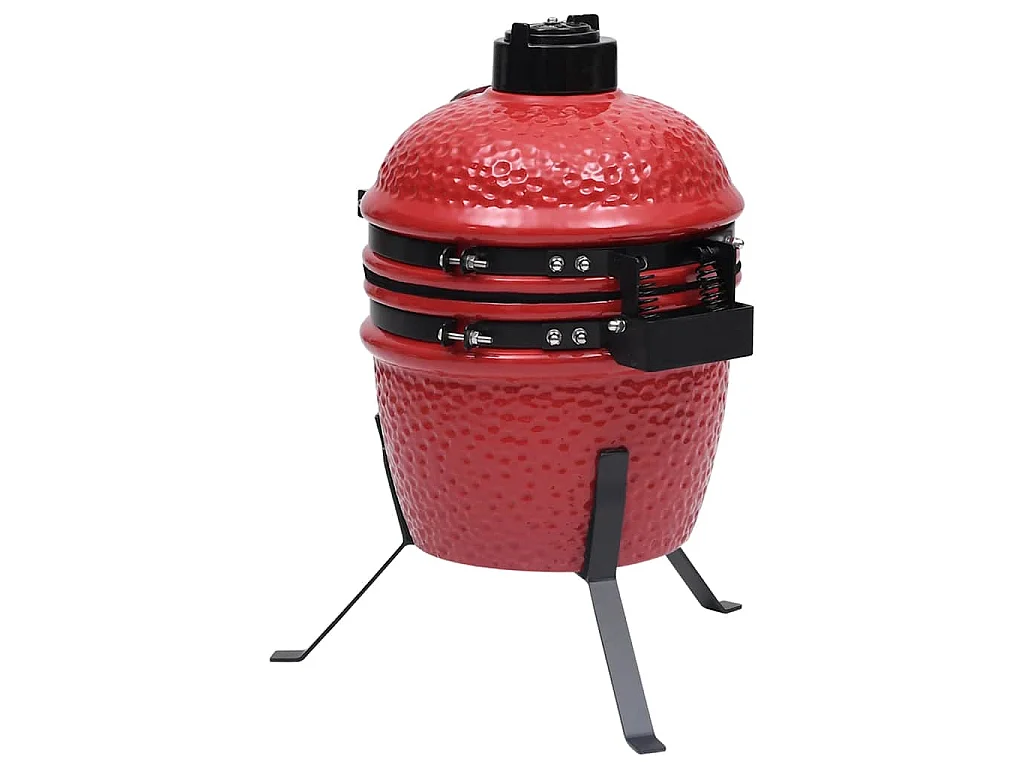 Churrasqueira/defumador Kamado 2-em-1 cerâmica 56 cm vermelho