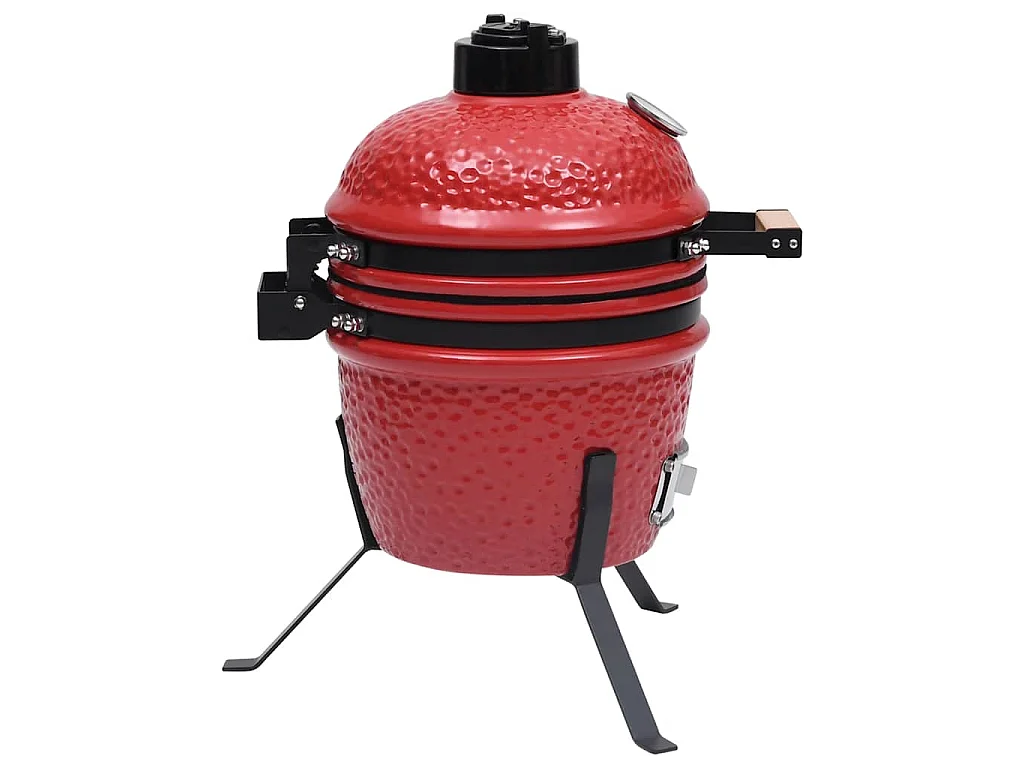 Churrasqueira/defumador Kamado 2-em-1 cerâmica 56 cm vermelho