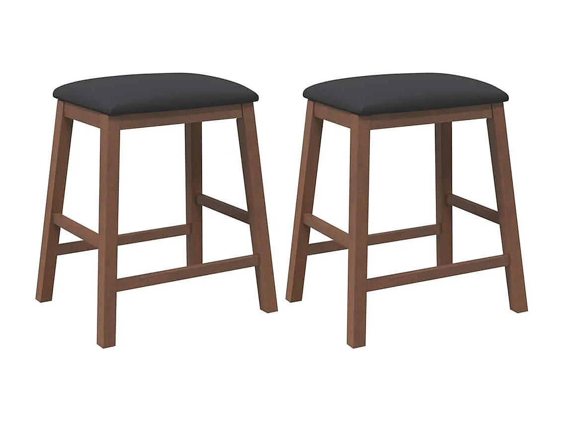 Barstühle mit Kissen 2 Stk. Braun Massivholz Gummibaum