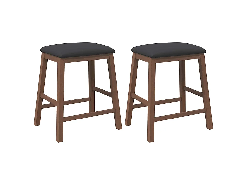 Barstoelen met kussens 2 st massief hout rubber bruin