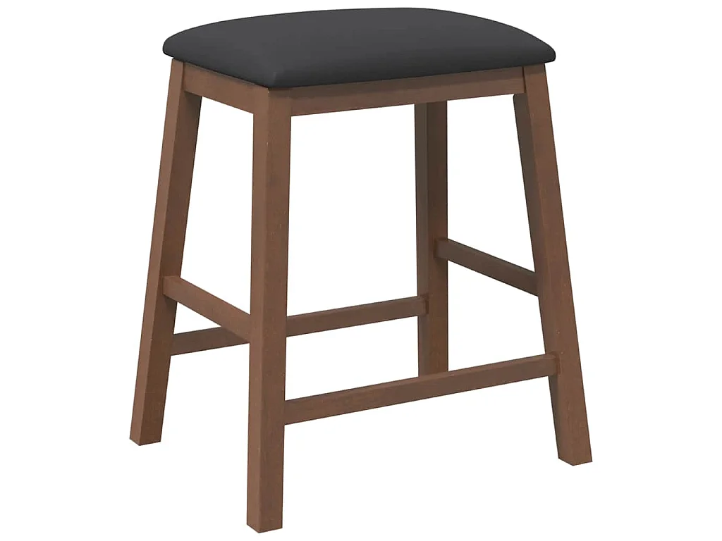 Barstoelen met kussens 2 st massief hout rubber bruin