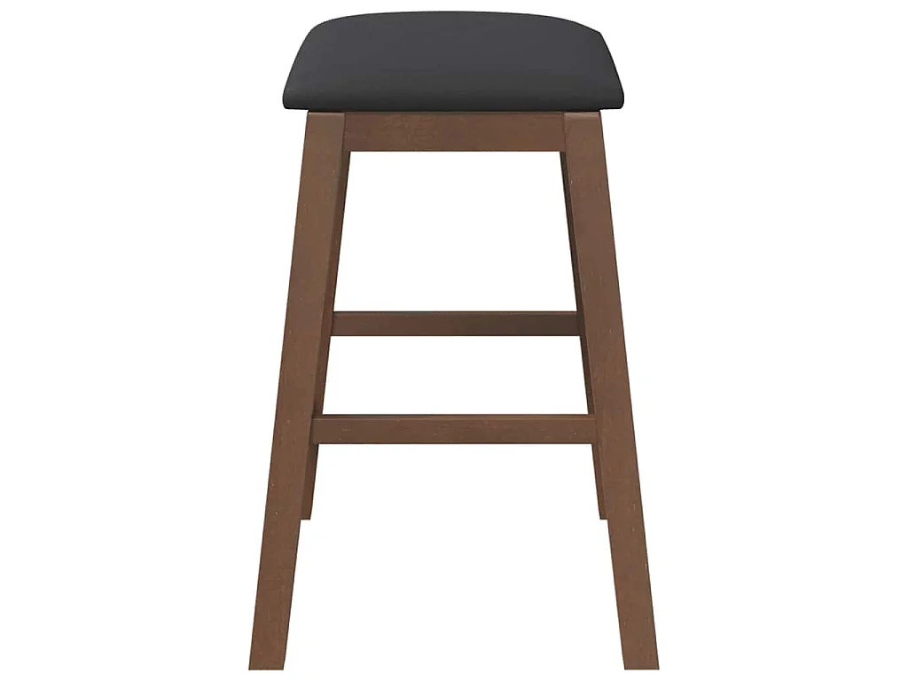 Barstoelen met kussens 2 st massief hout rubber bruin