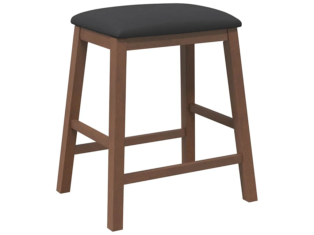 Barstoelen met kussens 2 st massief hout rubber bruin