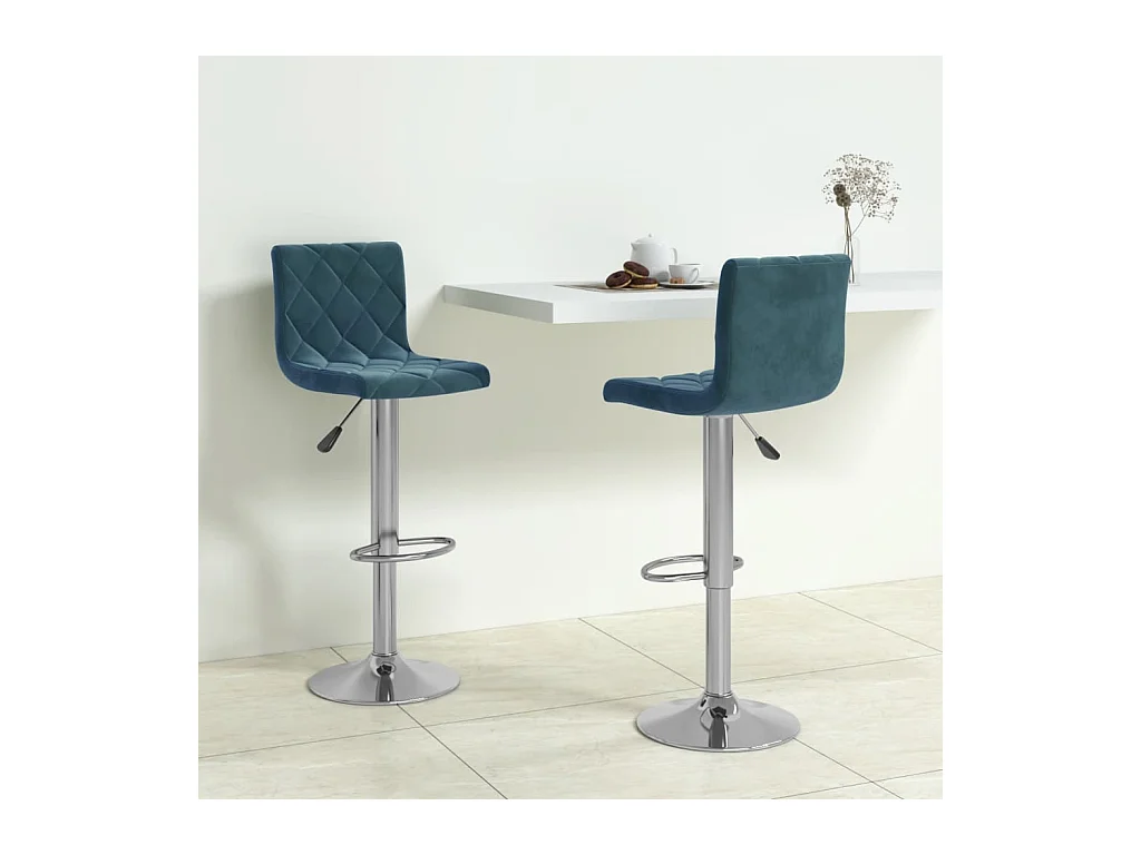 Tabourets de bar lot de 2 bleu velours
