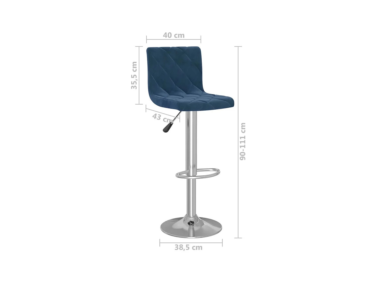 Tabourets de bar lot de 2 bleu velours