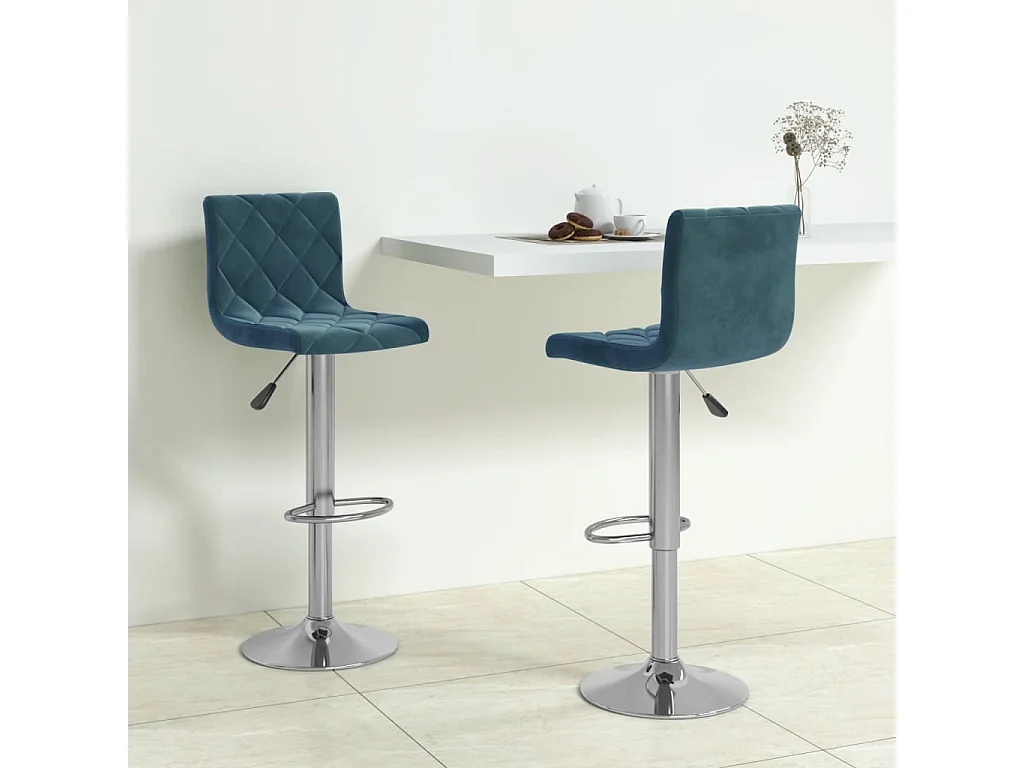 Tabourets de bar lot de 2 bleu velours