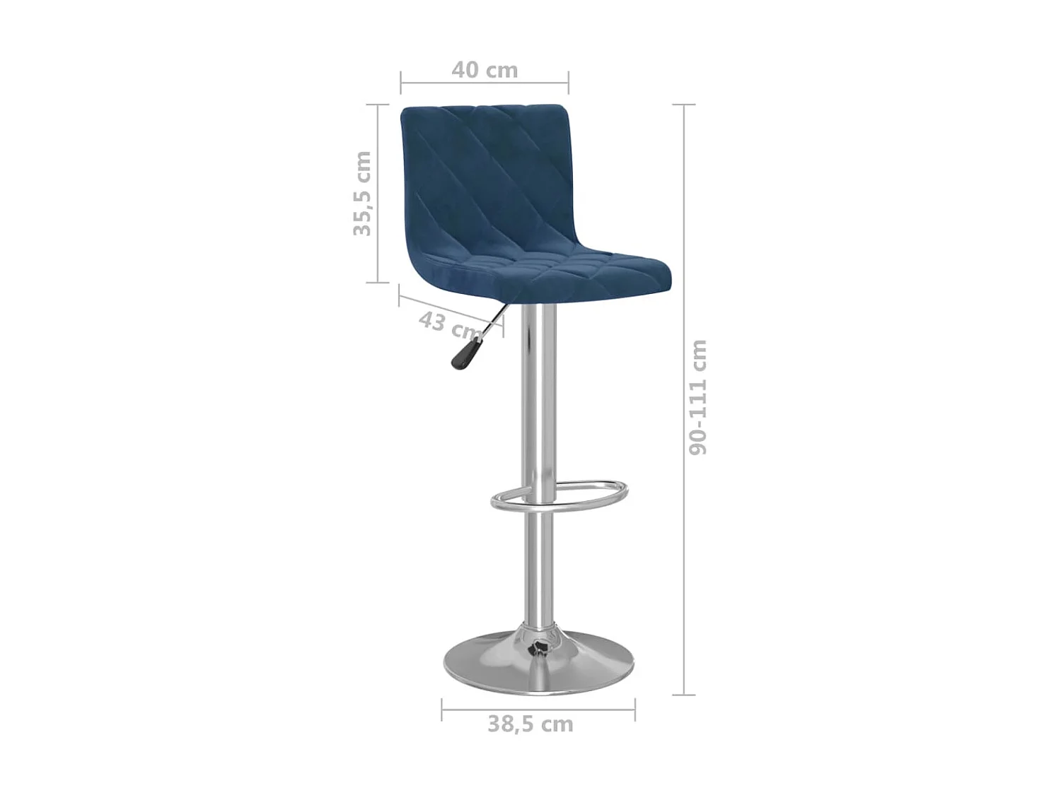 Tabourets de bar lot de 2 bleu velours