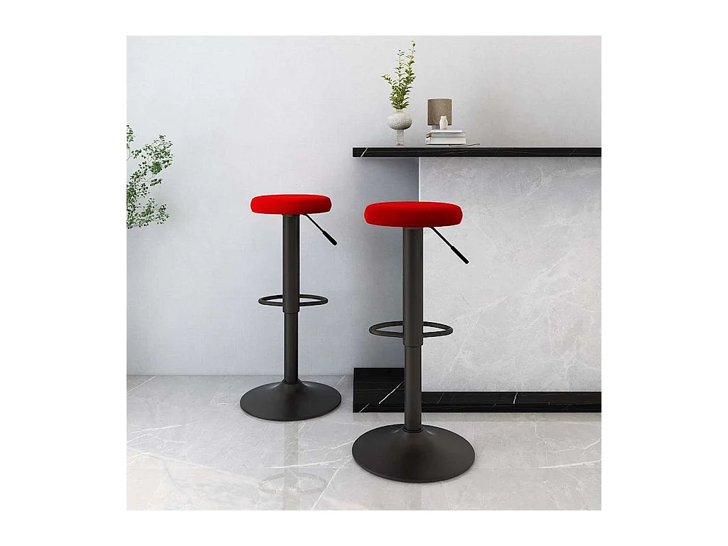Tabourets de bar lot de 2 rouge bordeaux velours