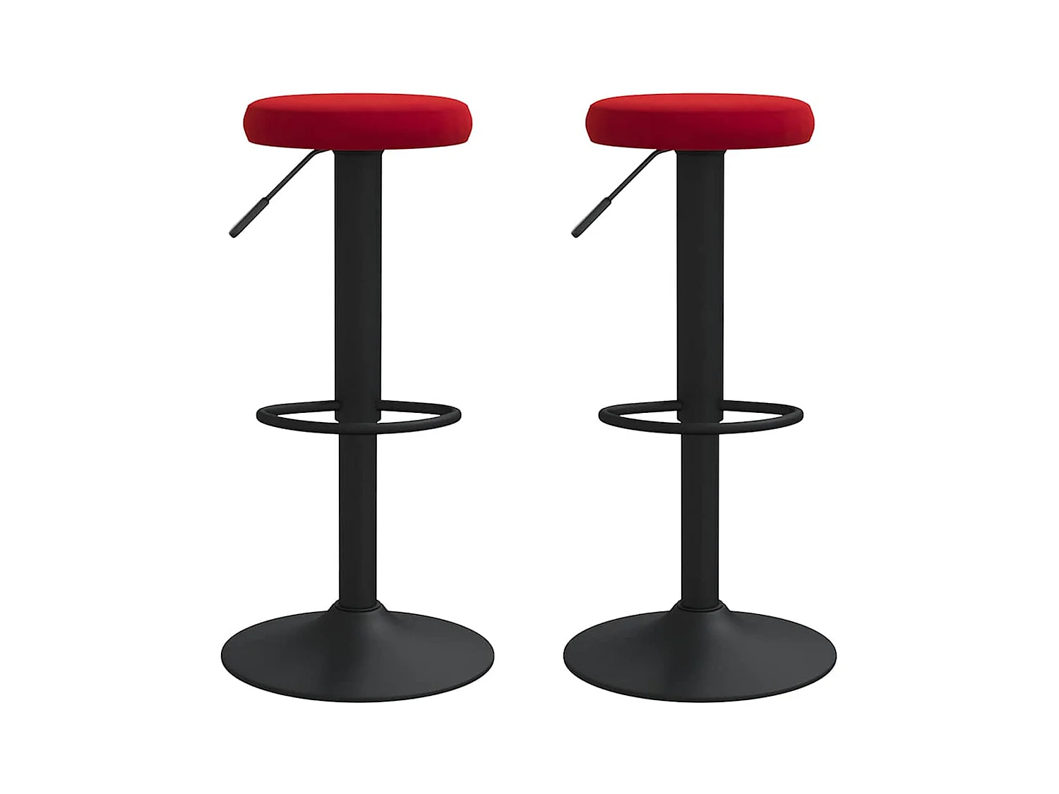 Tabourets de bar lot de 2 rouge bordeaux velours