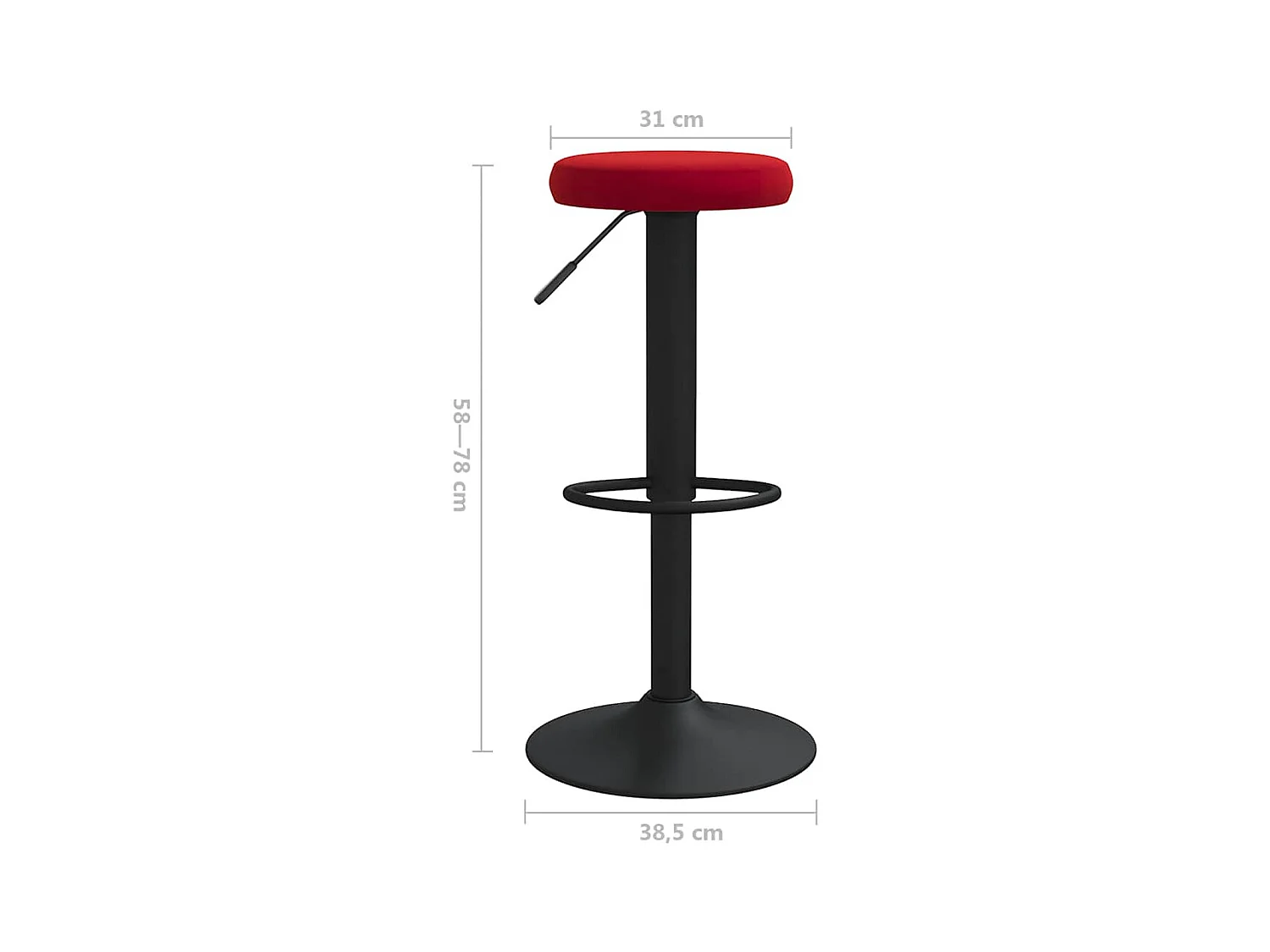Tabourets de bar lot de 2 rouge bordeaux velours