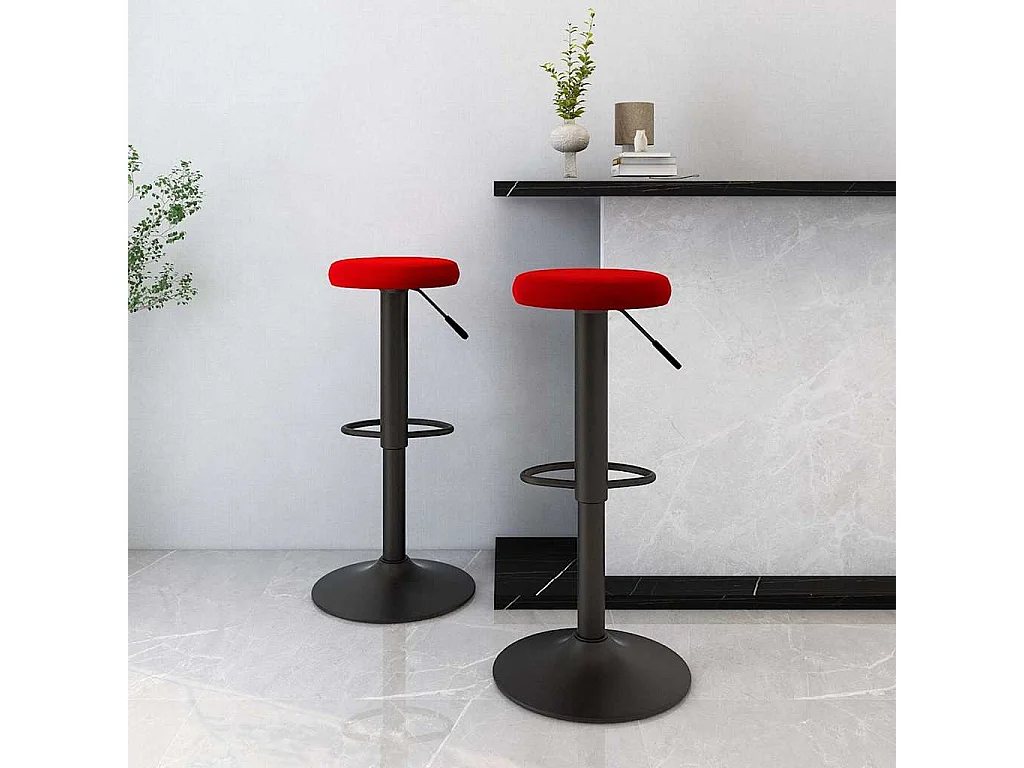 Tabourets de bar lot de 2 rouge bordeaux velours