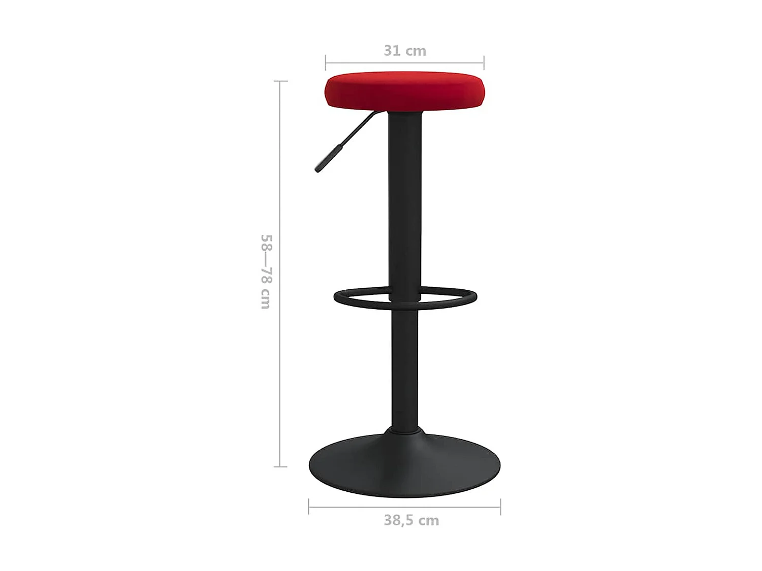 Tabourets de bar lot de 2 rouge bordeaux velours