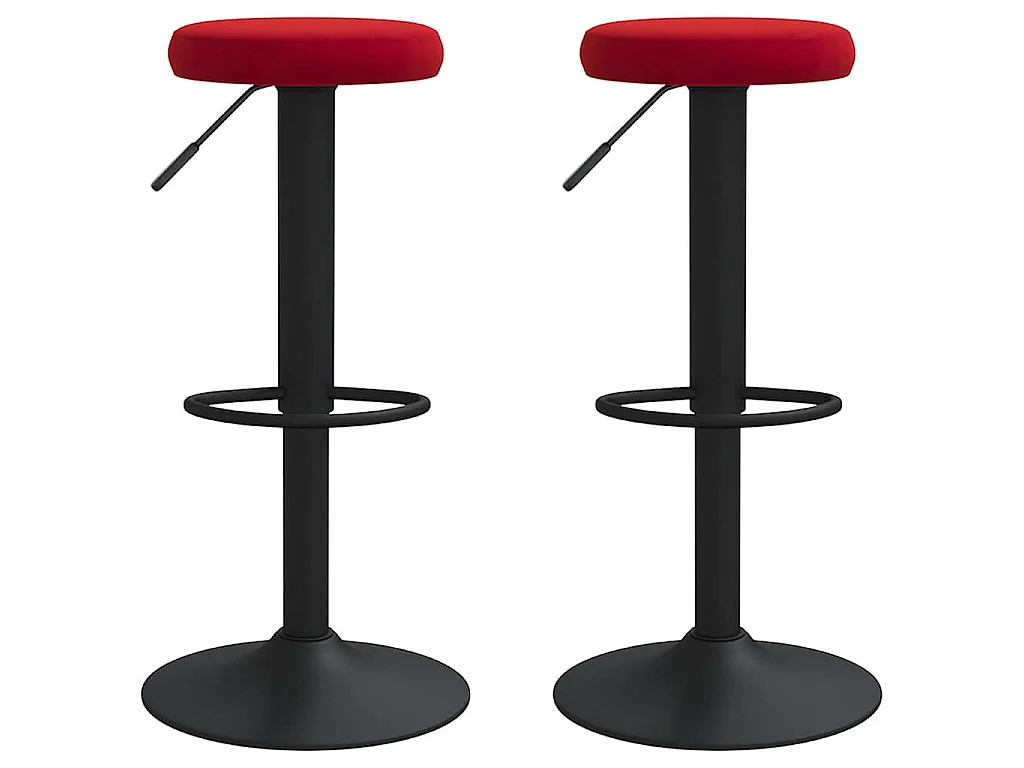 Tabourets de bar lot de 2 rouge bordeaux velours