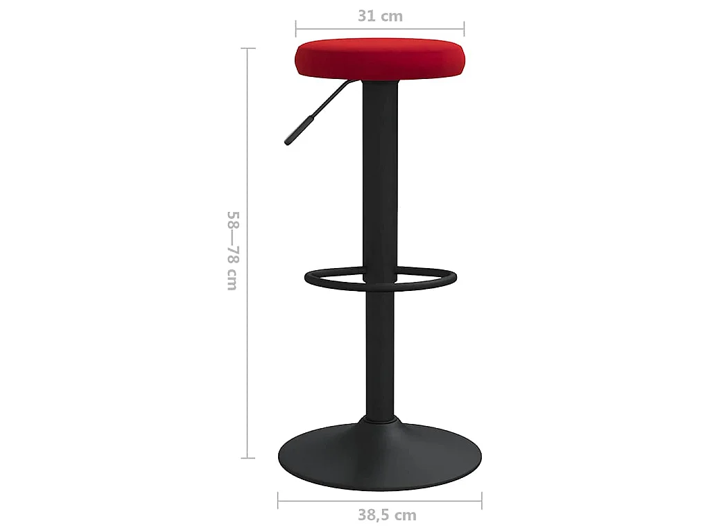 Tabourets de bar lot de 2 rouge bordeaux velours