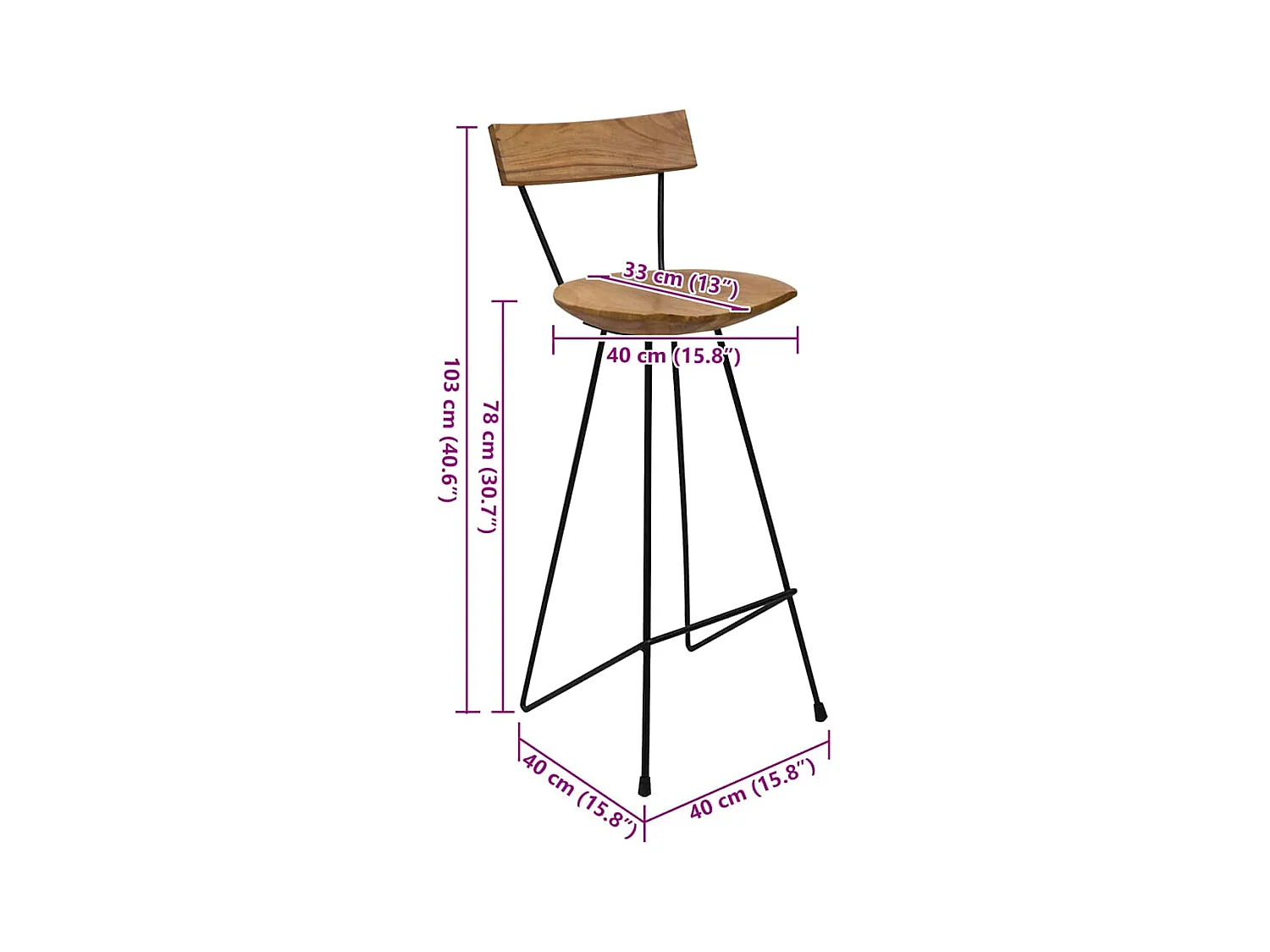 Bancos de bar 2 pcs madeira de teca maciça